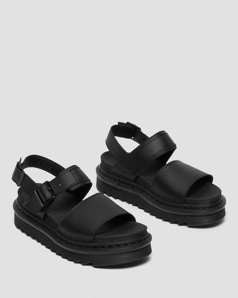 Dr Martens Voss Lær Gladiatorsandaler Dame Svarte | Norge 485CTV